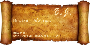 Braier János névjegykártya